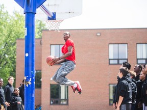 NBA top draft pick Andrew Wiggins at his old school for a promotional shoot with BioSteel Sports, a nutritional company, at Glen Shields Public School in Vaughan, Ont. on August 11, 2014. (Ernest Doroszuk/Toronto Sun/QMI Agency)