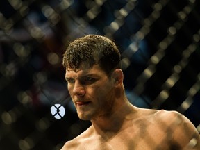 British Michael Bisping waits for the moment for the fight against Brazilian Vitor Belfort. (AFP PHOTO/Yasuyoshi CHIBA)