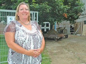 Paula Robinson, principal at Upper Thames Elementary School (UTES) in Mitchell, stands next to an area of the school under renovations. The renovations began earlier this summer in preparation for full-day Kindergarten at the school beginning next week. KRISTINE JEAN/MITCHELL ADVOCATE