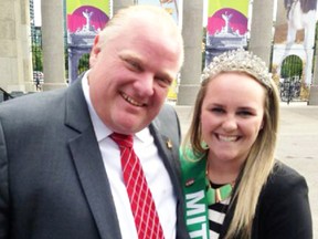 Hailey Jung (right) shared a brief moment with Toronto Mayor Rob Ford during her time at the CNE two weeks ago. SUBMITTED