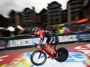 Ian Crane, riding for Jamis-Hagens Berman, was airlifted to hospital after crashing through a rear windshield Sunday during the USA Pro Challenge. (CHRIS GRAYTHEN/Getty Images/AFP)