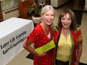 Natalie Holland, left, and Bunny Singer, at the Crossroads United Church, are the organizer's of Later Life Learning. (Ian MacAlpine/The Whig-Standard)