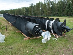 Replacement screwpumps sit at the Whitecourt sewage treatment plant waiting for installation. Bryan Passifiume | QMI Agency