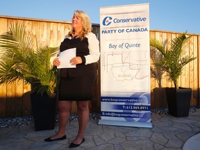 Susan Sweetman, 48, announces she is joining the Bay of Quinte Conservative nomination race at her Christian Road home in Prince Edward County, Ont. Monday evening, Aug. 25, 2014.  - Jerome Lessard/The Intelligencer/QMI Agency