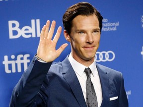 The cast of The cast of the The Fifth  Estate attend a press conference during the Toronto International Film Festival in Toronto on Friday September 6, 2013.  Benedict Cumberbatch talks to media. (Michael Peake/QMI Agency)
