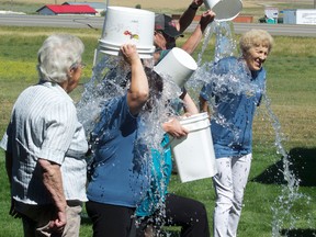 Ice Bucket Challenge at Whispering Winds. Greg Cowan photos/Pincher Creek Echo.