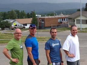 Submitted photo
The 'BGH Avengers' Eric Lindenberg,  Mark Kellar, Jeff Walsh and Wynand Bekker traveled to Grand Cache, Alta. to take part in the Canadian Death Race Aug. 2. the group has raised close to $37,000 for medical equipment for Quinte Health Care.