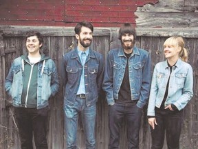 Jeremy Ramos-Foley, left, Sam Allen, Jake Allen and Amanda Grant of London-Kitchener band Run Coyote are preparing for a tour supporting their debut album Youth Haunts. (Emma Schmidt, Special to QMI Agency)