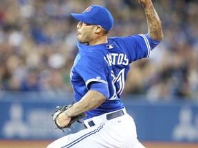 Closer Sergio Santos likely saw his last action as a Blue Jay on Tuesday night against the Boston Red Sox. (Veronica Henri/Toronto Sun)