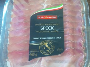 Marc Angelo brand smoked prosciutto speck has been recalled by the Canadian Food Inspection Agency over fears it may be contaminated with listeria. The product was recalled Aug. 27. It is sold in Ontario and Quebec. (Photo: CFIA/Handout/QMI Agency)