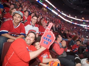Fans cheer on the Montreal Canadiens on the big screen at the Bell Centre during Game 7 of their Eastern Conference playoff series against the Bruins, played at the TD Garden in Boston, on May 14, 2014. (Jacques Pharand/QMI Agency)