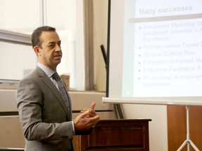 Hastings County economic development officer Andrew Redden discusses the new four-year economic development action plan during Thursday's Hastings County council meeting in Belleville.