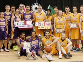 The 24 plays who competed in the attempt to set a new mark for the World's Longest Basketball Game gathered for a group shot after playing 121 hours, 48.9 seconds from Aug. 17 to 22. - Gord Montgomery, Reporter/Examiner