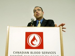 Dr. Graham Sher, Chief Executive Officer of Canadian Blood Serivces at news conference in Ottawa on May 20, 2003. (HANDOUT)