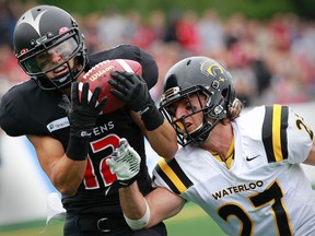 Carleton Ravens Kyle Van Wynsberghe catches Carleton's first touchdown in 15 years during Saturday's game. The Warriors defeated the Ravens 47-8 last season. Tony Caldwell/Ottawa Sun/QMI Agency