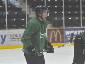 Portage Terriers defenceman Tanner Jago at training camp Aug. 31. Jago was acquired by Portage during the offseason. (Kevin Hirschfield/The Graphic)