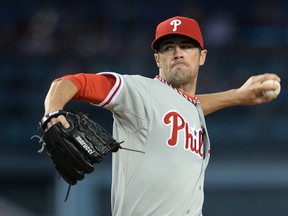 Phillies starting pitcher Cole Hamels and three relievers combined to throw a no-hitter against the Braves in Atlanta on Monday, Sept. 1, 2014. (Jayne Kamin-Oncea/USA TODAY Sports/Files)
