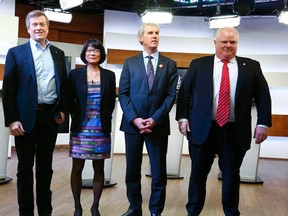 From left: John Tory, Olivia Chow, David Soknacki and Mayor Rob Ford (Toronto Sun Files)