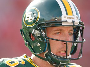 Quarterback Matt Nichols of the Edmonton Eskimos against the Calgary Stampeders during CFL football in Calgary, Alta. on Monday September 1, 2014. Al Charest/Calgary Sun/QMI Agency