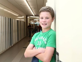 Gino Donato/ The Sudbury Star
Jack Heaphy checks out St. Benedict Catholic School during an open house last week, Heaphy will be making the transition from Holy Cross to St. Ben's for Grade 7. Area students will be returning to school tomorrow.