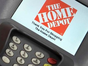 A closeup of an electronic payment station is shown at a Home Depot store in Daly City, California, in this February 21, 2012 file photo.   REUTERS/Beck Diefenbach/Files