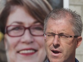 Gord Steeves went to Judy Wasylycia-Leis' campaign office on Tuesday to criticize her plan to raise taxes if elected mayor. (CHRIS PROCAYLO/WINNIPEG SUN PHOTO)