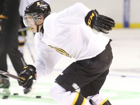 Kingston Frontenacs centre Zack Dorval takes part in the first day of training camp Friday at the Rogers K-Rock Centre. The Frontenacs are now preparing for their first preseason game Friday night against Oshawa. (ELLIOT FERGUSON/THE WHIG-STANDARD)