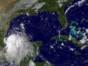 This September 2, 2014 NASA GOES satellite image shows Tropical Storm Dolly in the Gulf of Mexico. (HANDOUT)