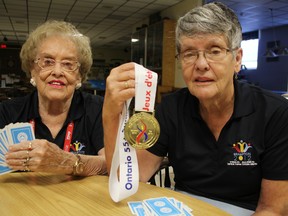 Contract bridge partners Eleanor Vargo, left, and Jean Haggitt recently competed at the 2014 Canada 55+ Games in Strathcona County, Alta. They also won provincials in Windsor in August. (TYLER KULA/ THE OBSERVER/ QMI AGENCY)