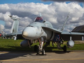 A Canadian fighter jet on the tarmac at the NATO airbase in the city of Siauliai, the home of the NATO Baltic Air Policing mission in Lithuania, on Monday, September 1, 2014. (Ernest Doroszuk/Toronto Sun)