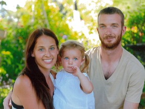 Taylor George (née Trask) with her husband Cody and daughter Lily. - Photo Supplied