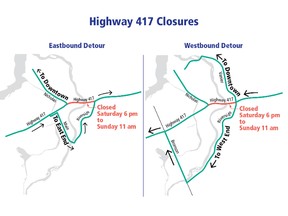 OTTAWA - Sept 5, 2014 - handout illustration shows the detour that will be in place this weekend as the largest structure ever replaced using the