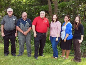 Pictured are Bill Prieksaitis, left, (Elgin County Stewardship Council, Treasurer); Graham Decow (Elgin Stewardship Council Project Coordinator); MP Joe Preston; Betsy McClure (Kettle Creek Conservation Authority, Stewardship Coordinator); Michelle Shannon (City of St. Thomas, Waste Management Coordinator); Julie Tucker (City of St. Thomas, Arborist). (Contributed photo)