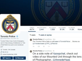 Toronto Police Twitter homepage.