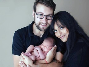There was no sign that a seemingly-perfect newborn Etienne Blais – shown with his mom Monika and dad Pierre – had a rare and deadly immune condition until it was revealed through a screening test pioneered at CHEO and given to babies provincewide starting a year ago. Submitted image