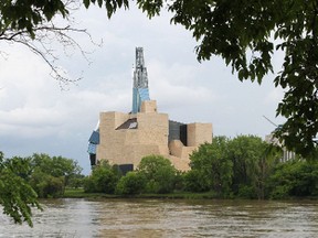 The Canadian Museum for Human Rights is seen from the east side of the Red River in St. Boniface earlier this year. (Kevin King/Winnipeg Sun file photo)