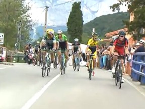 Gianluca Brambilla and Ivan Rovny got into a tussle at the Vuelta a Espana.