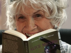 A bus tour celebrating the connections and achievements in Huron County of world-class and Wingham-born author Alice Munro ? seen in a 2009 photograph in Dublin, Ireland ? is set for Blyth, Clinton, where she lived for many years, and Wingham, but a stop at the Huron community of Dublin isn?t on the schedule.