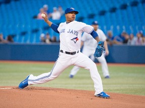 Blue Jays starter Marcus Stroman throws a pitch during first inning action against the Cubs in Toronto on Monday, Sept. 8, 2014. (Nick Turchiaro/USA TODAY Sports)