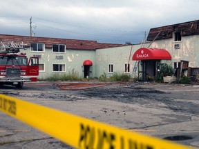 A fire just before midnight Monday heavily damaged the west wing of the former Ramada Inn on Wellington St. in St. Thomas.
Ian McCallum/Times-Journal