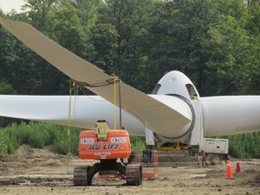 NextEra Energy says its ahead of schedule building its 92-turbine Jericho Wind Energy project in Lambton Shores and Warwick Township. The project is expected to be completed by the end of the year. (PAUL MORDEN, The Observer)