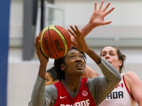 Kayla Alexander during Canadian senior women's basketball team practice at the Saville Community Sports Centre in Edmonton, Alberta, on Sept. 9, 2014. Ian Kucerak'/Edmonton Sun