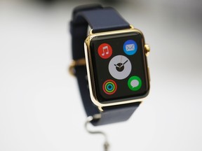 The new Apple Watch is pictured during an Apple event at the Flint Center for the Performing Arts in Cupertino, Calif., Sept. 9, 2014. REUTERS/Stephen Lam