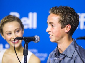 Evan Bird and Sarah Gadon during the presser for the Maps to the Stars during the Toronto International Film Festival on Tuesday September 9, 2014. (Ernest Doroszuk/QMI Agency)