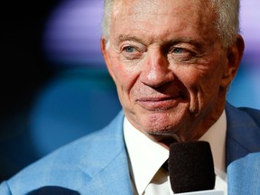 Owner Jerry Jones of the Dallas Cowboys is on the field before the start of the game against the Denver Broncos at AT&T Stadium on August 28, 2014 in Arlington, Texas.  (Tom Pennington/Getty Images/AFP)
