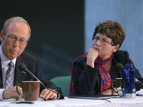 Sam Katz and Judy Wasylycia-Leis at an election debate in 2010.