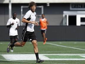 Ottawa Fury FC striker Tommy Heinemann trains at TD Place Wednesday. After going scoreless through the first five games of the fall season, Heinemann now has three goals in his last four appearances. (Chris Hofley/Ottawa Sun)