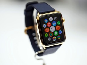 A new Apple Watch is seen during an Apple event at the Flint Center in Cupertino, Calif., Sept. 9, 2014. REUTERS/Stephen Lam