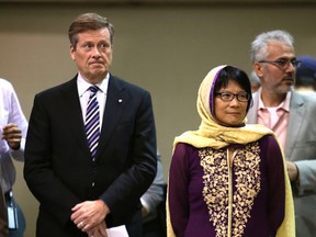 Mayoral candidates  John Tory and Olivia Chow are pictured in July  at Eid celebrations which were held at the Metro Convention Centre. (CRAIG ROBERTSON, Toronto Sun)