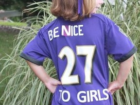 This young girl decided to alter her Ray Rice jersey instead of exchanging it. (Facebook)